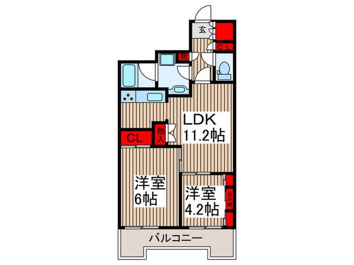 所沢南パークホームズ(2LDK/4階)の間取り写真