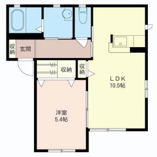 キャロッツB棟(1LDK/2階)の間取り写真