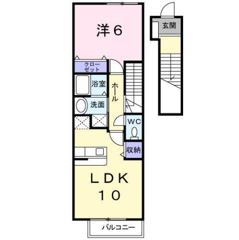 カーサフェリーチェ(1LDK/2階)の間取り写真