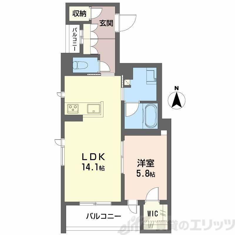 レジデンス茨木春日(1LDK/2階)の間取り写真