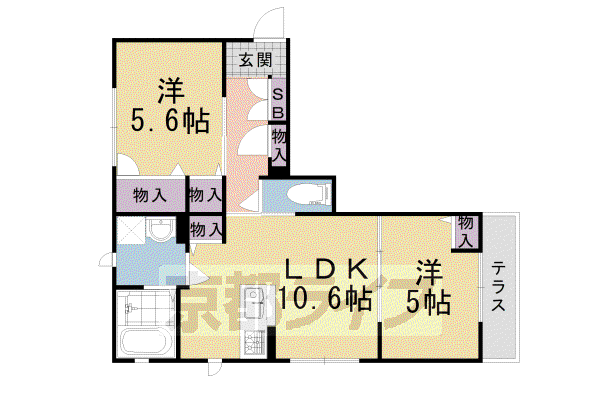 ヴィクトワール望(2LDK/1階)の間取り写真