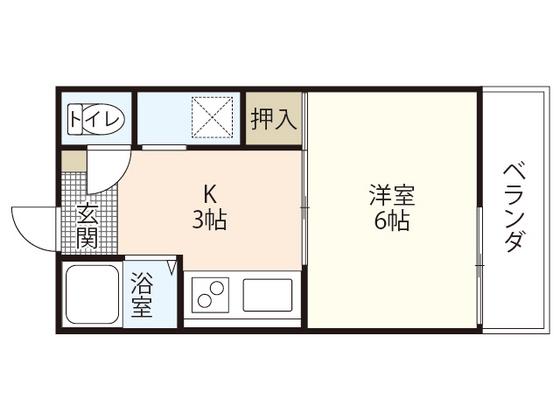 ルーべ祇園(1K/2階)の間取り写真