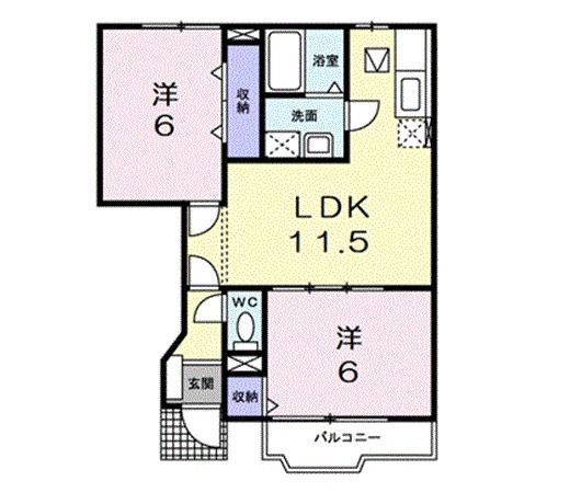 エレガンテビビエンダ(2LDK/1階)の間取り写真