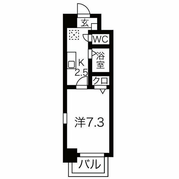 サウスパークイズミ(1K/5階)の間取り写真