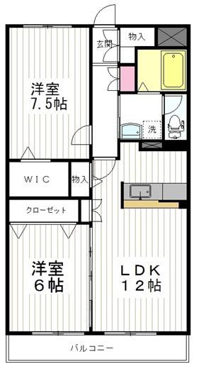 アーベインヒルズ(2LDK/2階)の間取り写真