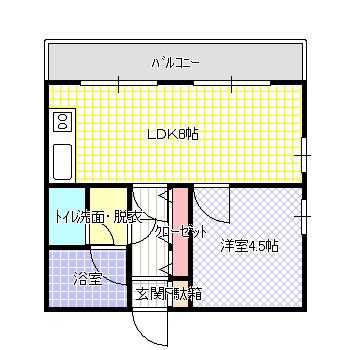 清水マンションIII(1LDK/3階)の間取り写真