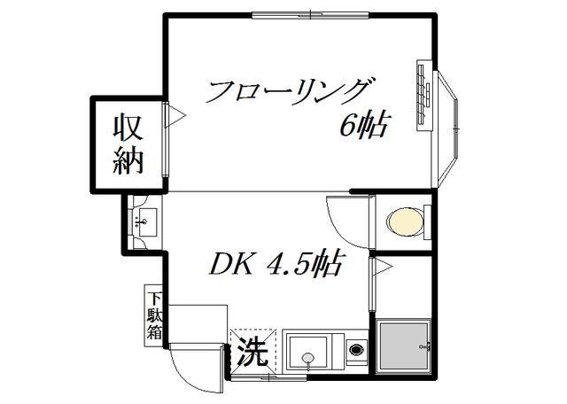 エスポワール浜田山(1DK/1階)の間取り写真
