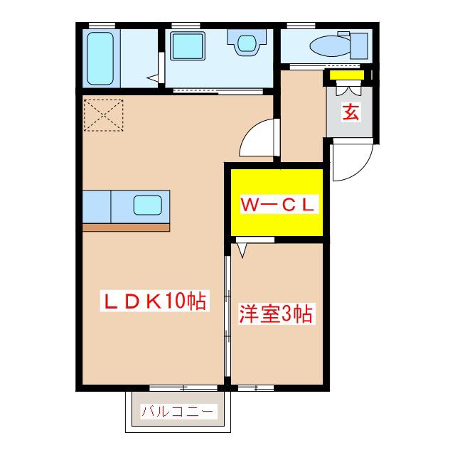 M・STELLA A棟(1LDK/2階)の間取り写真