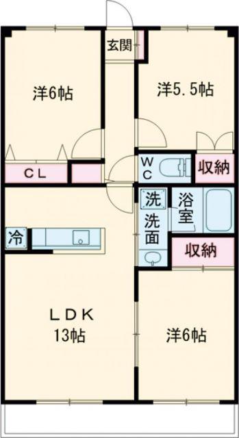 ハイム桔梗I(3LDK/2階)の間取り写真