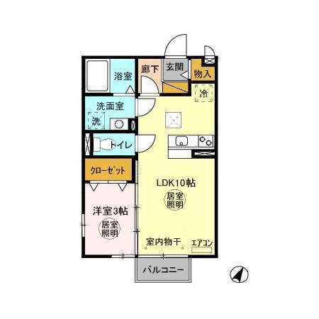 サンハウスナカノII(1LDK/1階)の間取り写真