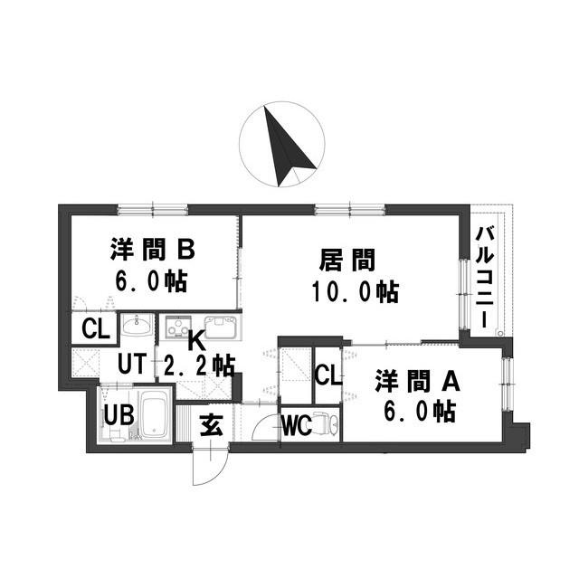 グランメール栄通20A(2LDK/1階)の間取り写真