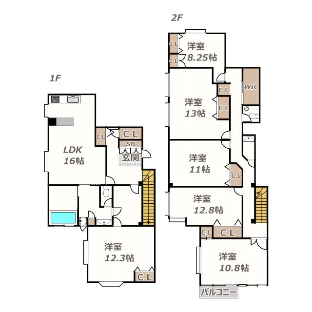 王鴻あびこマンション(6LDK/1階)の間取り写真