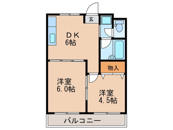 シティハイツセントラル(2DK/5階)の間取り写真