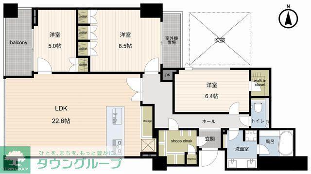 ブランズ自由が丘(3LDK/1階)の間取り写真
