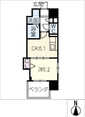 エルミナグラン(1DK/8階)の間取り写真