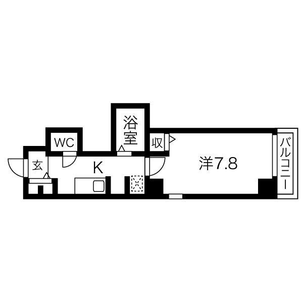 アンジュール栄(1K/3階)の間取り写真