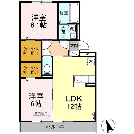 グランメール(2LDK/3階)の間取り写真