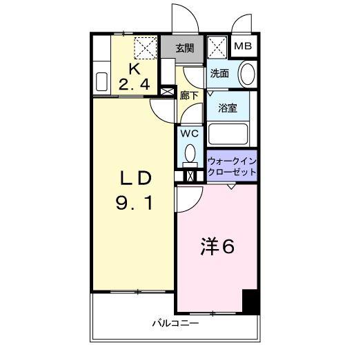 スカイシャトレ柚須(1LDK/1階)の間取り写真