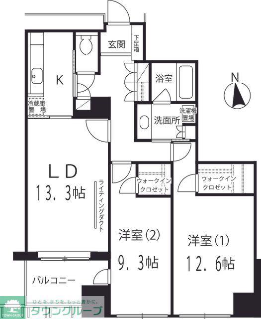 六本木ヒルズレジデンス(2LDK/36階)の間取り写真