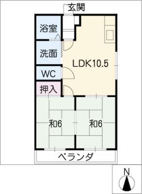 稲葉ハイツ(2LDK/4階)の間取り写真