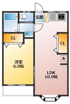 貢栄ハイツ(1LDK/1階)の間取り写真