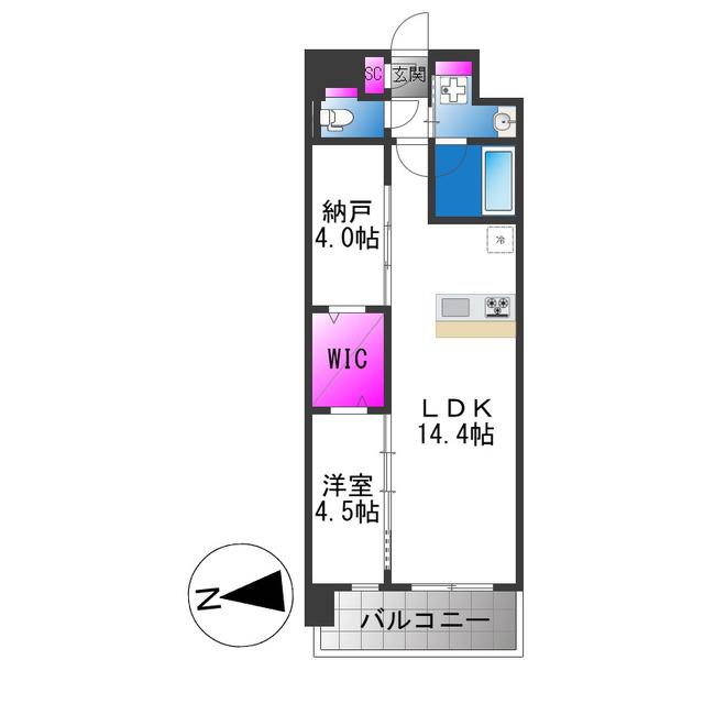 DRAW上本町(1SLDK/15階)の間取り写真