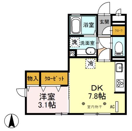 セプトガーデン元総社(1DK/2階)の間取り写真