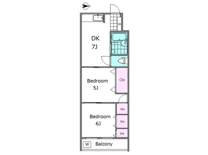 橋川ビル(2DK/5階)の間取り写真