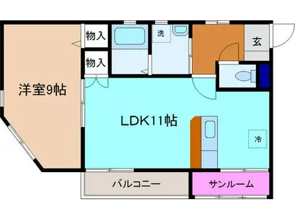 イースト HILL(1LDK/2階)の間取り写真