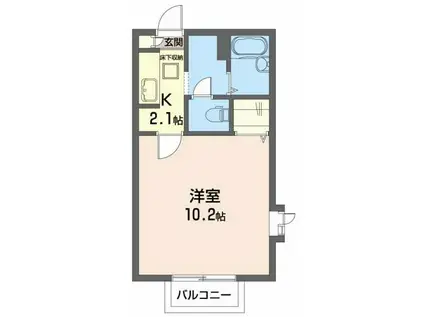 KSフラットA(1K/1階)の間取り写真