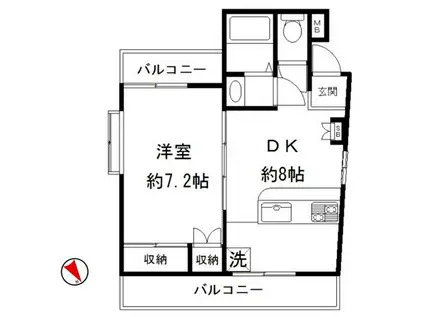 グリーンテラス神楽坂(1DK/3階)の間取り写真