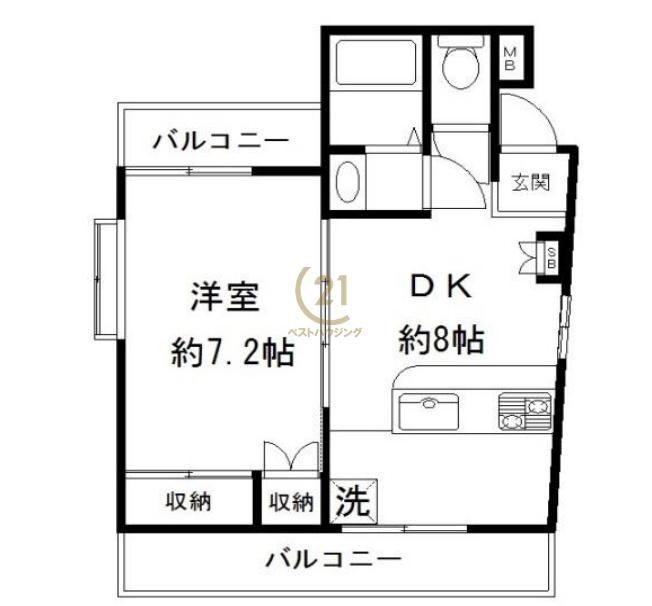 グリーンテラス神楽坂(1DK/3階)の間取り写真