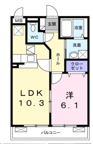 ウイングレジデンス(1LDK/1階)の間取り写真