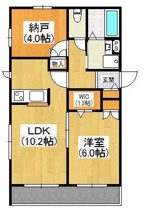 ラグラス川越(2LDK/4階)の間取り写真