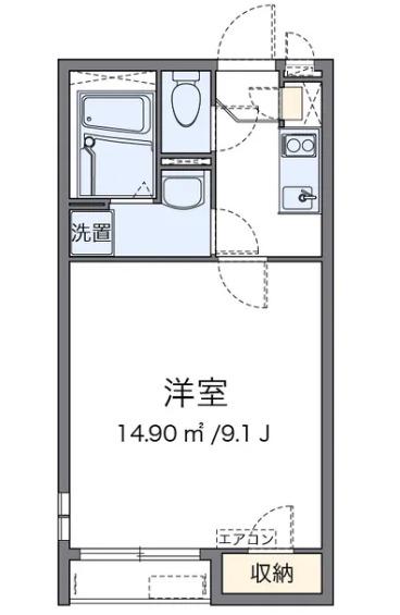 ゾンネンブルーメ川越(1K/2階)の間取り写真