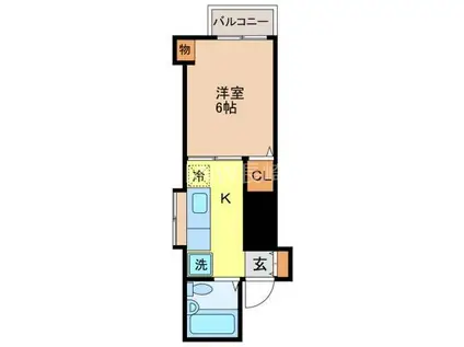 シャトー稲田(1K/2階)の間取り写真