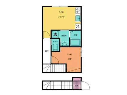 あすと五十人町II(1DK/2階)の間取り写真