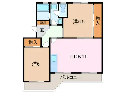 コーポワタナベ(2LDK/2階)の間取り写真
