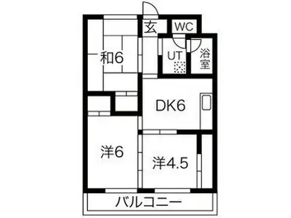 レジデンスRS(3DK/6階)の間取り写真