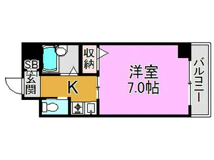 ウイングコート東大阪(1K/3階)の間取り写真