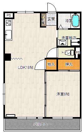 都城第2パークマンション(1LDK/5階)の間取り写真