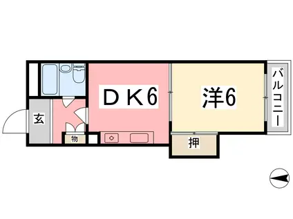 土山中村コーポI(1DK/1階)の間取り写真