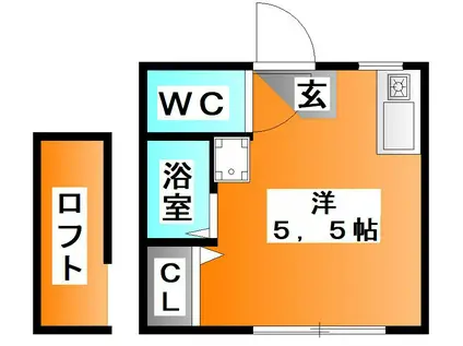 サンク王子神谷(ワンルーム/1階)の間取り写真