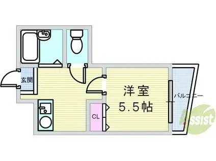 エーキューライフ海老江(1K/2階)の間取り写真