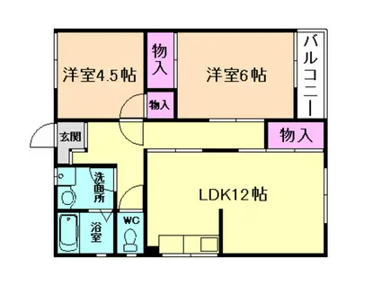百楽マンション(2LDK/3階)の間取り写真