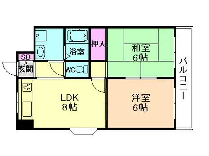 コンフォール塚本(2DK/6階)の間取り写真