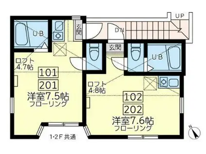 ユナイト子安台ラウンドハウス(ワンルーム/1階)の間取り写真