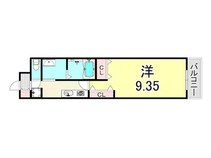 プレミアムコート武庫川(1K/2階)の間取り写真