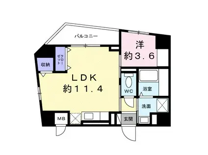 スリーピーラグーンII(1LDK/4階)の間取り写真