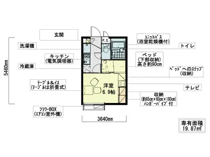 近鉄奈良線 八戸ノ里駅 徒歩14分 2階建 築25年(1K/2階)の間取り写真